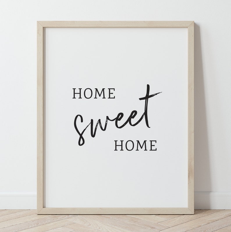 Home Sweet Home Sign Large Printable Sign, Horizontal Quote Print image 1