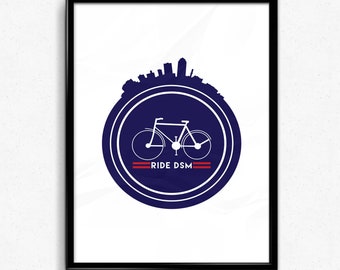 Ride Des Moines Sign Bike Poster