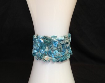 Apatite gemstone hand decorated opal glass vase.