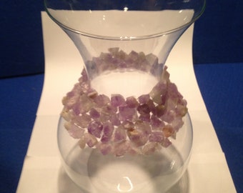 Amethyst gemstone decorated glass vase