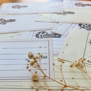 Early 1900&#39;s Vintage Blank Check Receipts Memos Junk Journal Ephemera Mixed Media Papercraft