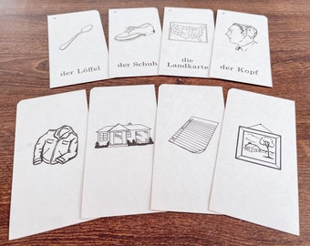 Vintage German Flashcards Junk Journal Ephemera