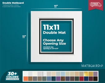 11x11" Premium Double Matboard - Choose Your Custom Matboard Size, Color, and Opening for your Artwork and Photography!