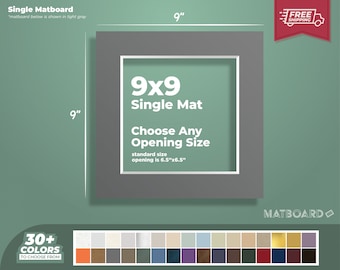 9x9" Premium Matboard - Choose Your Custom Matboard Size, Color, and Opening for your Artwork and Photography!