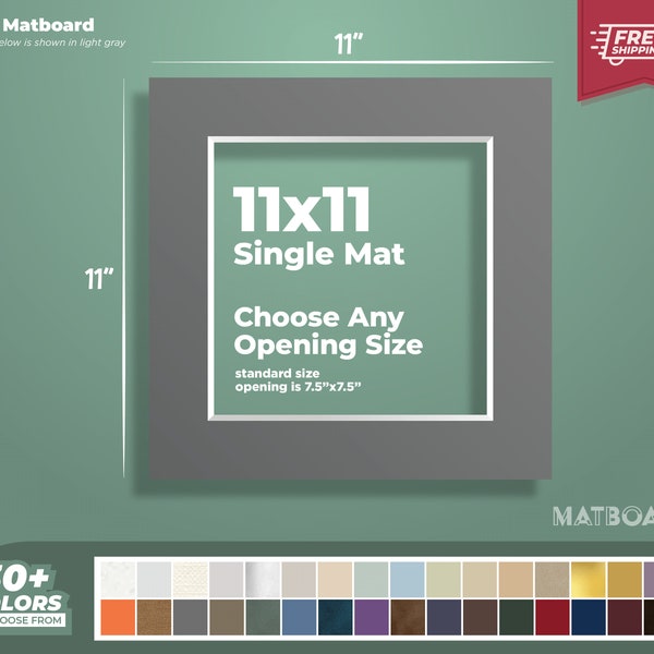 11x11" Premium Matboard - Choose Your Custom Matboard Size, Color, and Opening for your Artwork and Photography!