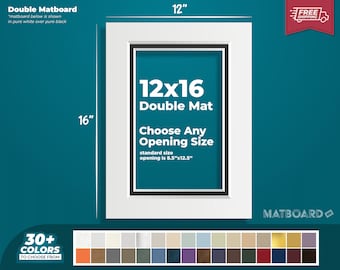 12x16" Premium Double Matboard - Choose Your Custom Matboard Size, Color, and Opening for your Artwork and Photography!