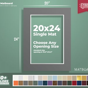 Paspartú prémium de 20 x 24": ¡elige el tamaño, el color y la abertura de tu paspartú personalizado para tus obras de arte y fotografías!
