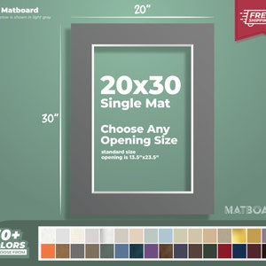 20x30 Smooth White / Super White Custom Mat for Picture Frame with 16x26  opening size (Mat Only, Frame NOT Included)