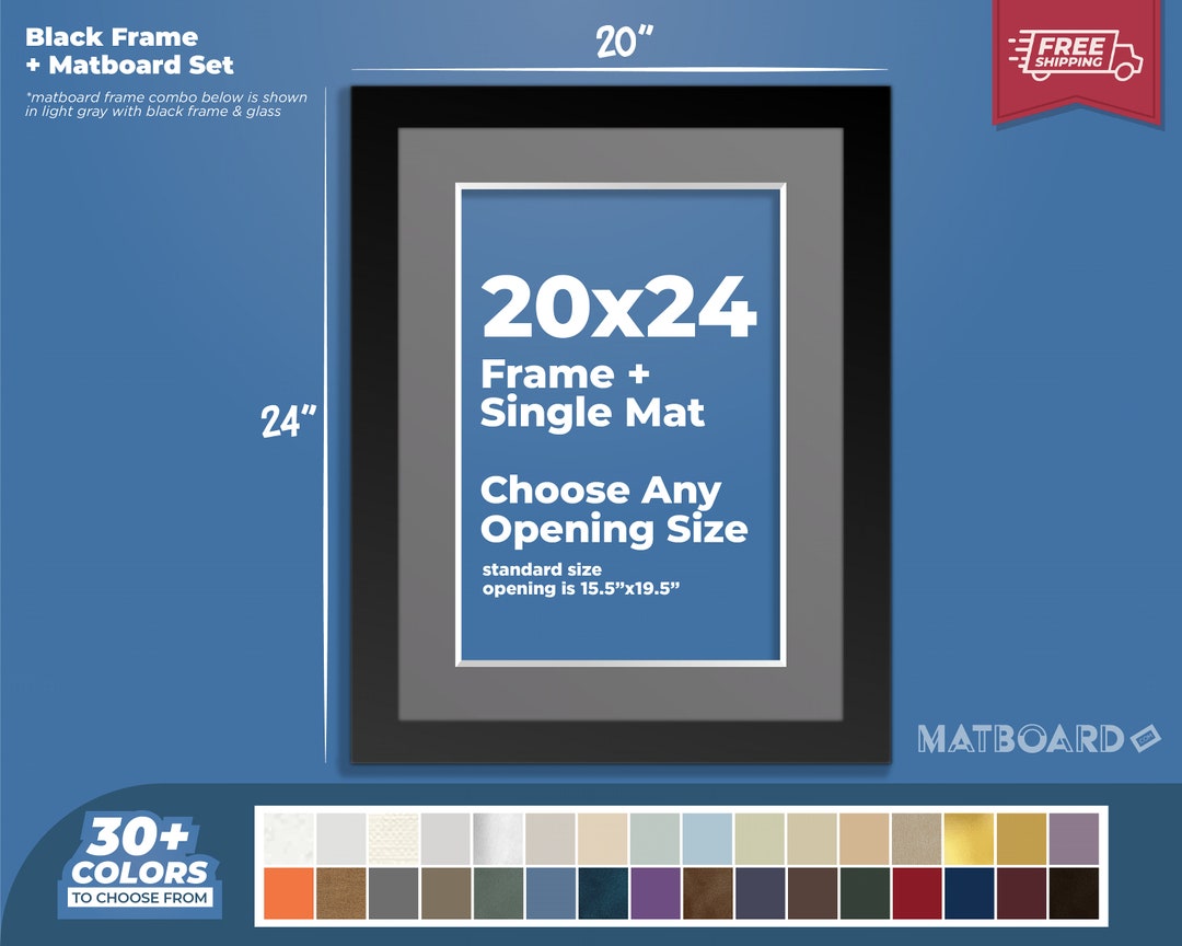 11x14 Matted to 8x10, Wall Loading Front Loading Picture Frame Black, Set  of 6