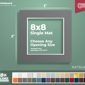 8x8" Premium Matboard - Choose Your Custom Matboard Size, Color, and Opening for your Artwork and Photography!