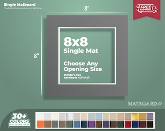 8x8" Premium Matboard - Choose Your Custom Matboard Size, Color, and Opening for your Artwork and Photography!