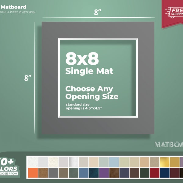 8x8" Premium Matboard - Choose Your Custom Matboard Size, Color, and Opening for your Artwork and Photography!