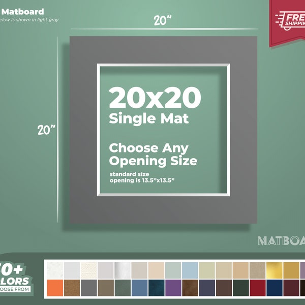 20x20" Premium Matboard - Choose Your Custom Matboard Size, Color, and Opening for your Artwork and Photography!