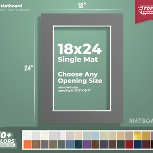 Paspartú prémium de 18 x 24": ¡Paspartú de tamaño, color y abertura personalizados para sus obras de arte y fotografías!