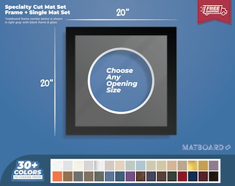 20x20” Specialty Single Matboard + Frame - Premium Matboard and Picture Frame for Your Custom Art Projects and Photography.