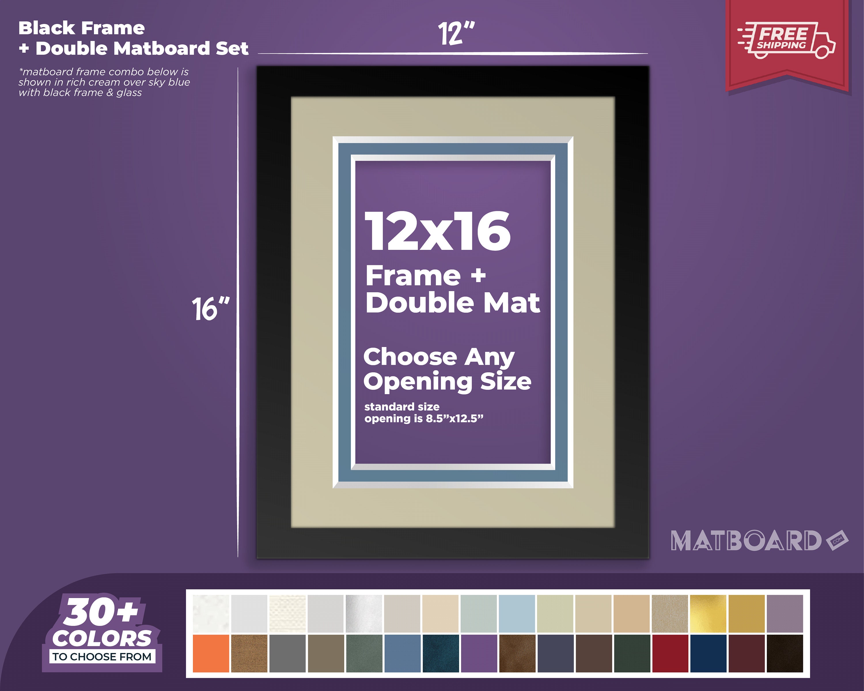 thumbnail image 2 of PEALSN 12x16 Black Picture Frame – Engineered Wood, Matte Finish, Premium Plexiglass, Wall Mount, Displays 8.5x11 With Mat 2 of 4