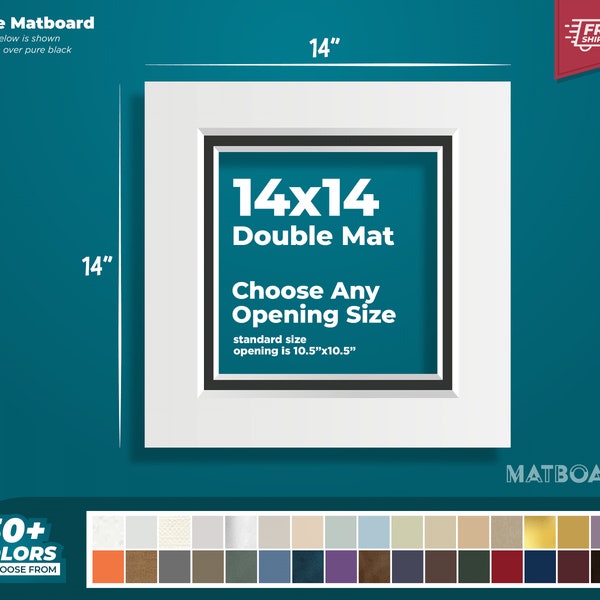 14x14" Premium Double Matboard - Choose Your Custom Matboard Size, Color, and Opening for your Artwork and Photography!