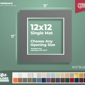 Paspartú prémium de 12 x 12": ¡elige el tamaño, el color y la abertura de tu paspartú personalizado para tus obras de arte y fotografías!