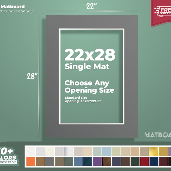 22x28" Premium Matboard - Choose Your Custom Matboard Size, Color, and Opening for your Artwork and Photography!
