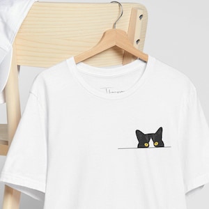 Peeking Tuxedo Cat Tee, Cute Cat Lovers Shirt, Cat Graphic Tee, Unisex Animal Print T-shirt, Funny Cat Gift, Kitty Lover Shirt