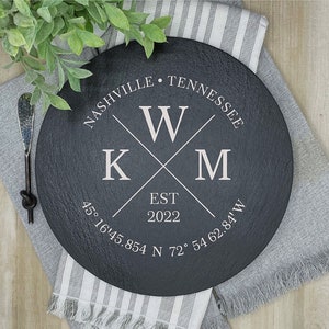Slate Charcuterie Board, Personalized Slate Cheese Board, Housewarming Gift for Couple, Realtor Closing Gift Slate Personalized Cheese Board