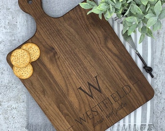 Cutting Board Personalized Walnut, Housewarming Gift, Personalized Cutting Board Wedding Gift, Charcuterie Board, 10.50" X 16.00" X 3/4"