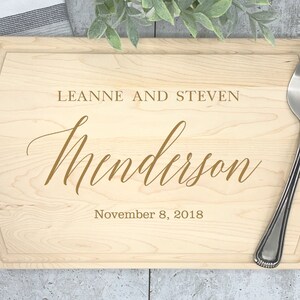 Custom Cutting Board Juice Groove, Cutting Board Personalized Wedding, Maple Cutting Board with Personalization, 10.50" X 16.00" X 3/4"