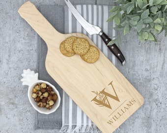 Cheese Board Custom Cutting Board, Personalized Cutting Board, Wine Bottle Cheese Board Personalized, Engagement Gift, 6.00" X 17.00" X 3/4"