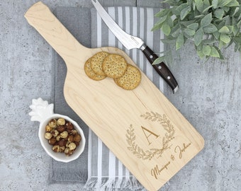 Initial Cutting Board For Couple, Maple Cutting Board For Wedding Gift, Personalized Cutting Board For Couple, 6.00" X 17.00" X 3/4"