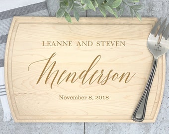 Custom Cutting Board Juice Groove, Cutting Board Personalized Wedding, Maple Cutting Board with Personalization, 10.50" X 16.00" X 3/4"