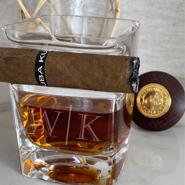 Cigar Holding Whiskey Glass, Personalized Cigar Glass, Groomsmen Gift For Him, Custom Cigar Gift, Corkcicle Cigar Glass Engraved For Him