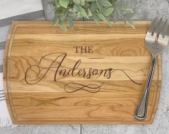 Cutting Board Personalized Cutting Board Family, Cherry Wood Cutting Board Decor, Cutting Board Custom Cutting Board, 10.50" X 16.00" X 3/4"