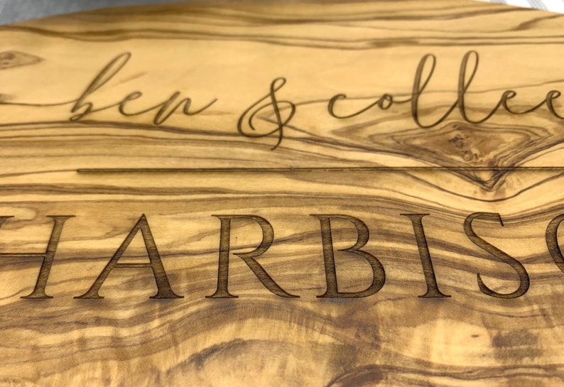 Olive Wood Charcuterie Board Personalized, Housewarming Gift, Cutting Board Name, Cutting Board Realtor, 2 Sizes Available image 4