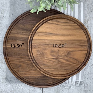 Charcuterie Board Round Large, Walnut Cutting Board Round, Cutting Board Personalized Wedding Gift, Hardwood Cutting Board Marriage image 3