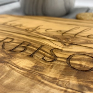 Olive Wood Charcuterie Board Personalized, Housewarming Gift, Cutting Board Name, Cutting Board Realtor, 2 Sizes Available image 3