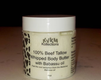 Tallow, organic tallow body butter, tallow whipped body butter, tallow lotion, rosehip oil, meadowfoam seed oil, babassu oil, tamanu oil