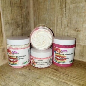 Strawberry Shortcake Body Butter, Strawberry Shortcake body spray, Strawberry shortcake sugar scrub, strawberry shortcake scrub,