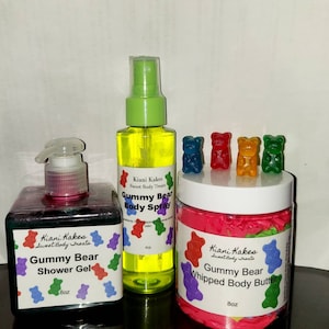 Gummy bear scented, gummy bear body butter, gummy bear body spray, gummy bear sugar scrub,  gummy bear whipped soap, gummy bear soap