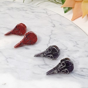 Raven skull earrings, goth stud earrings, skull jewellery, bird skull earrings, goth gifts, skull gifts, macabre art, witchy gifts