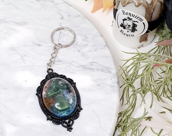 Mushroom Cameo Keychain: Handmade Resin Fantasy Keyring