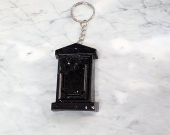 Goth Tombstone Keychain: Handmade Black Resin Macabre Art