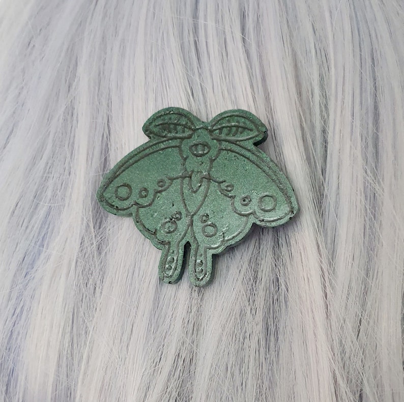 Moth hair clip, moth accessory, mystical moth, goth hair clip, witchy gifts, moth gifts, goth gifts, lunar moth, witchy hair clip image 4