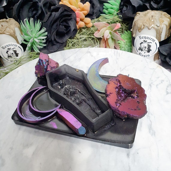 Handmade Resin Coffin Trinket Tray: Goth Home Decor