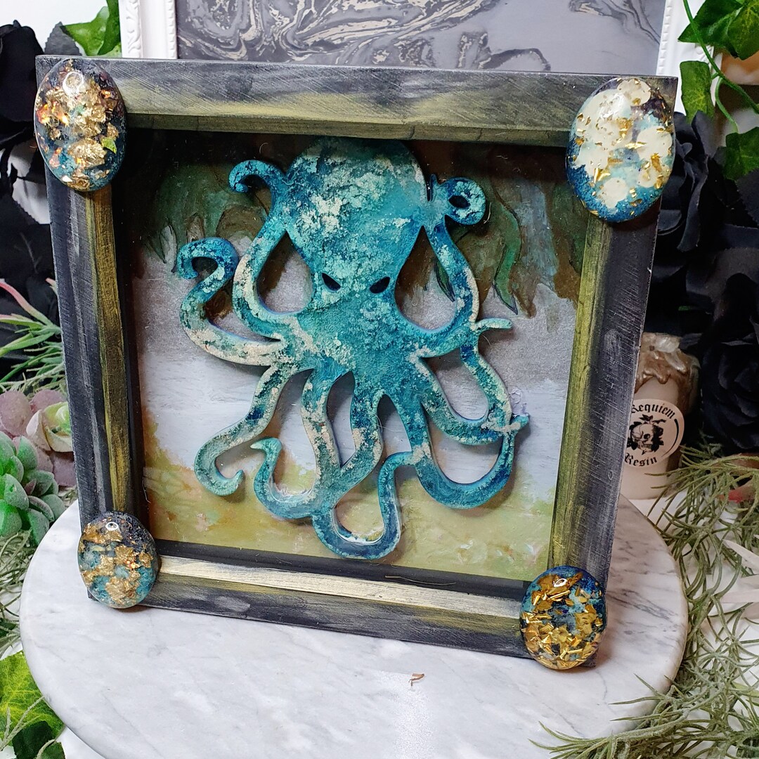Handmade Kraken Shadow Box: Resin Octopus Art, Goth Decor - Etsy