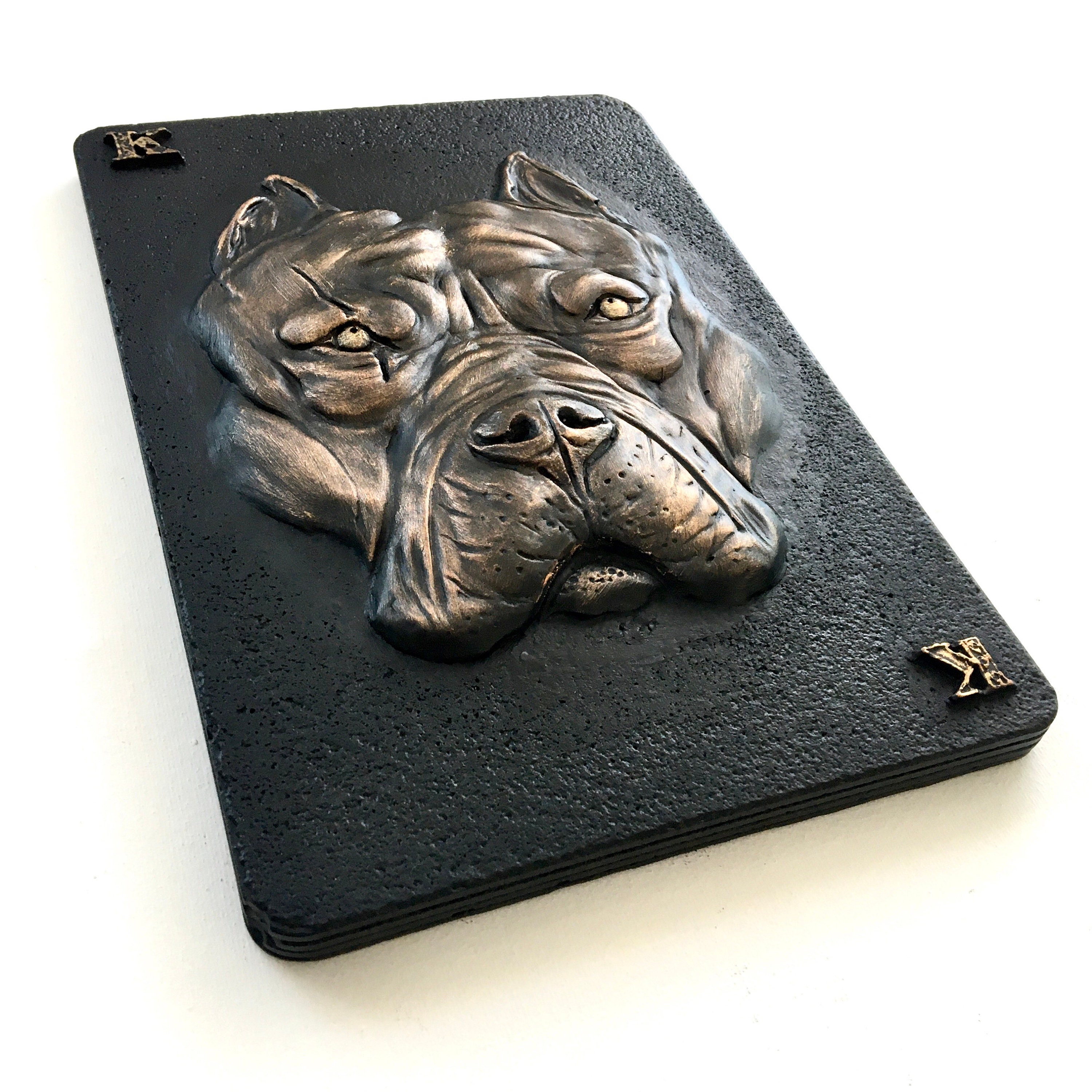 Pitbull wall art sculpture dog royal card artwork unique Etsy