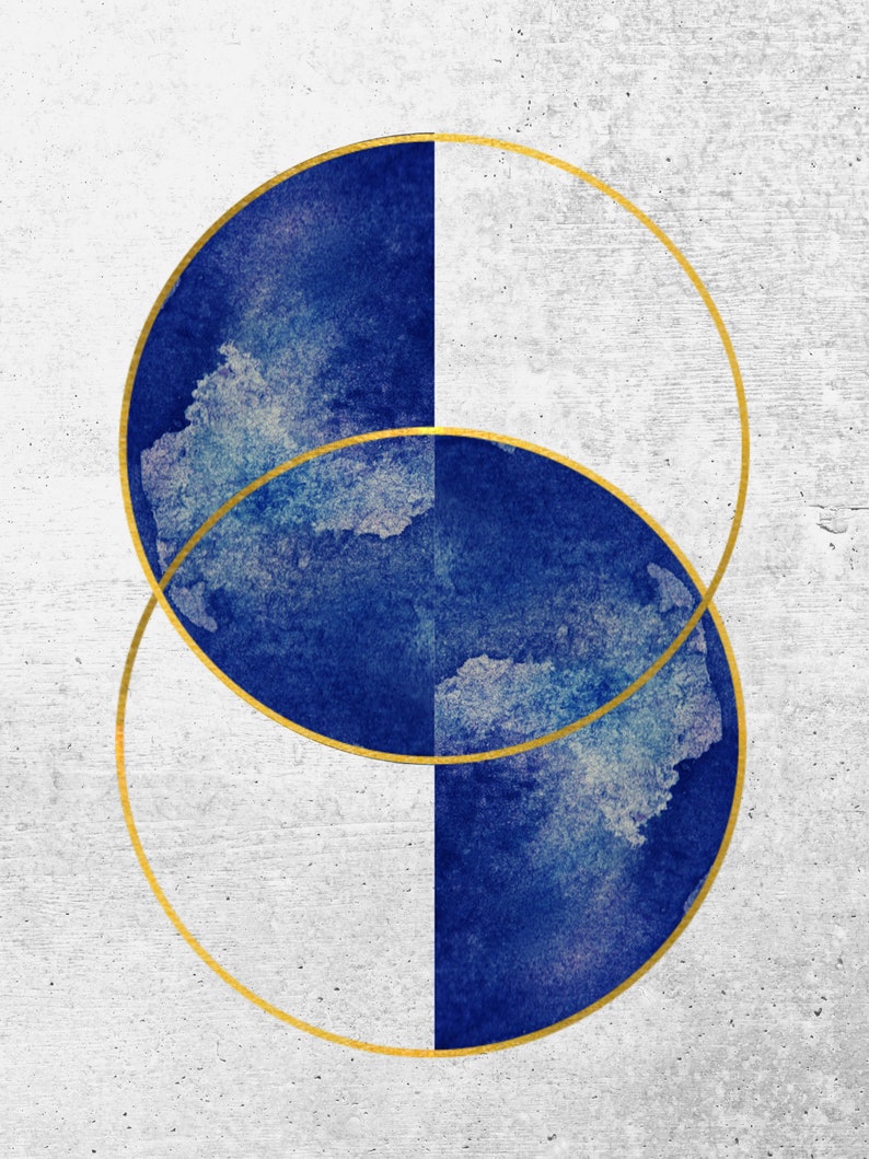 Blue & Gold Geometric Abstract Art Prints Digital Download Etsy