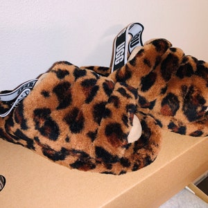 UGG Inspired Fluff Yeah Slide Slippers Soft Womens Shoes Sandal Cheetah