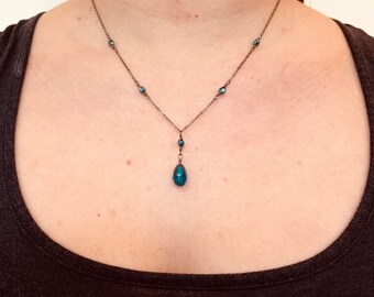 Crystal pendant necklaces in various colors on delicate gunmetal grey chain