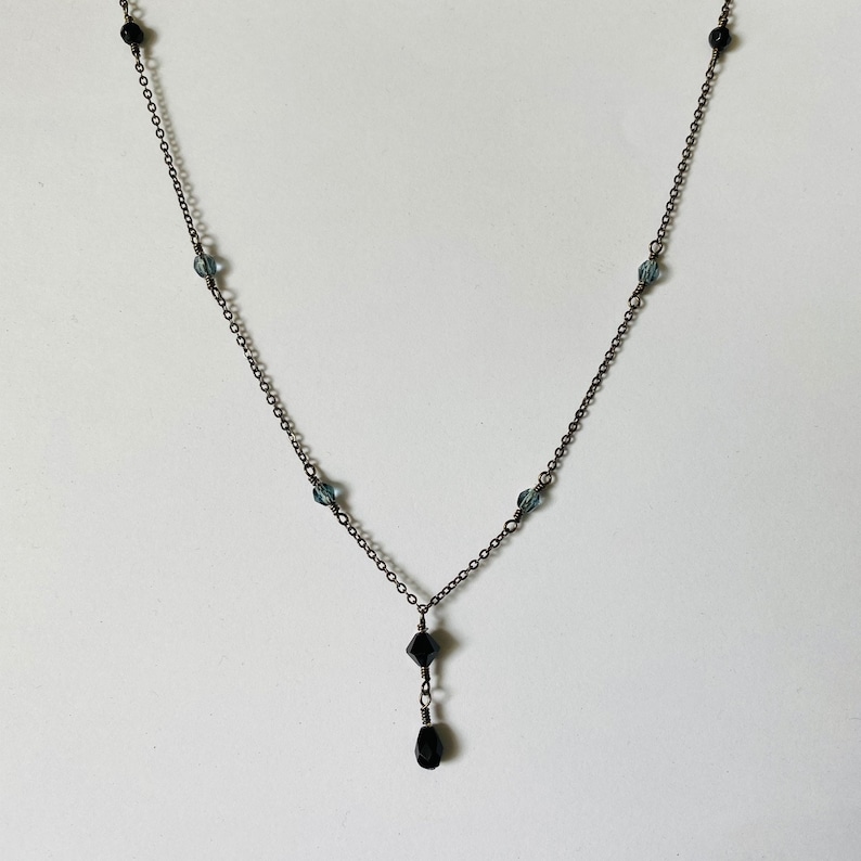 Black Crystal Pendant Necklace With Colored Crystal Accents - Etsy