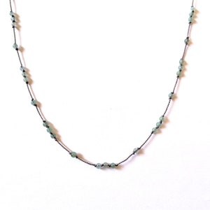 Tiny natural gemstone bead necklaces on silk cord